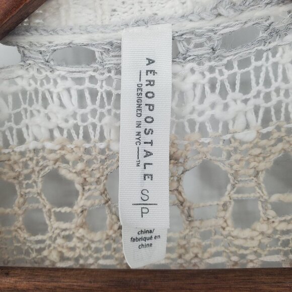 Aeropostale Womens Striped Open Knit Duster Cardigan Size S Fringe Bohemian Boho - Picture 6 of 10